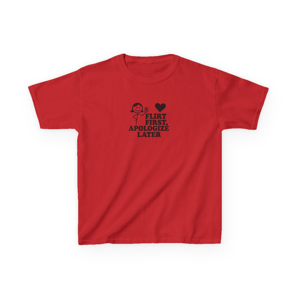 Flirt First, Apologise Later Graphic Baby Tee — vista frontale
