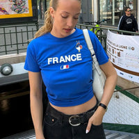France Crop Top — dettaglio della stampa
