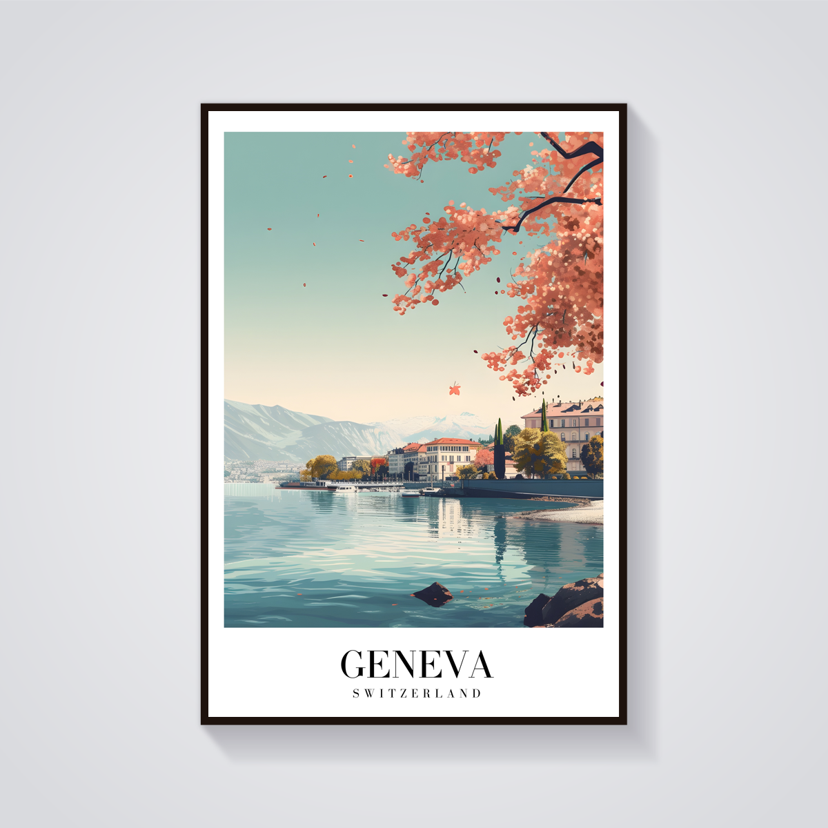 Geneva Lakefront Vintage Poster — vista frontale