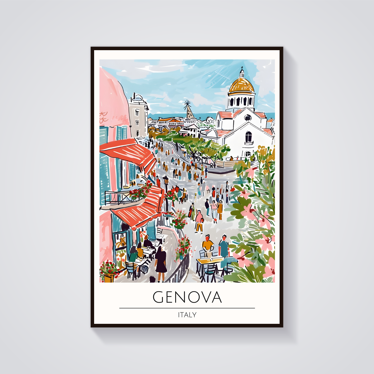 Genova Street Scene Poster — vista frontale