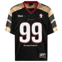 Gold Accent "Growing the World" Y2K Football Jersey — vista frontale