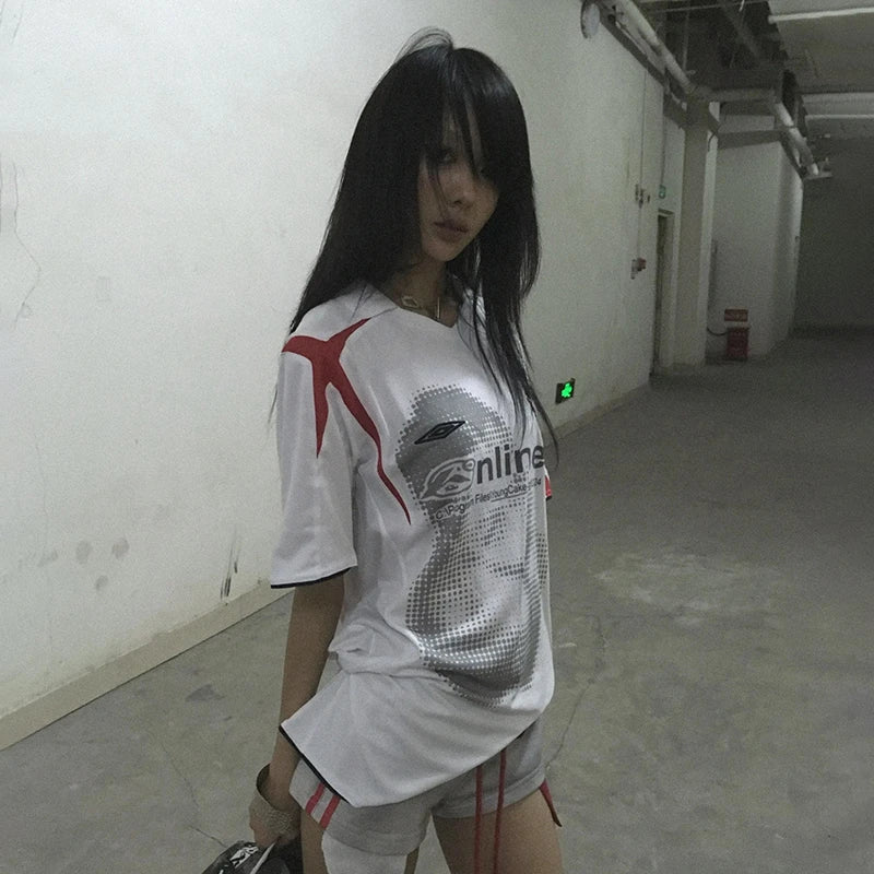 Grunge Y2K Aesthetic Football Jersey — in alternativa