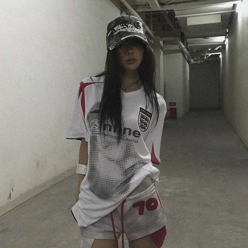 Grunge Y2K Aesthetic Football Jersey — dettaglio