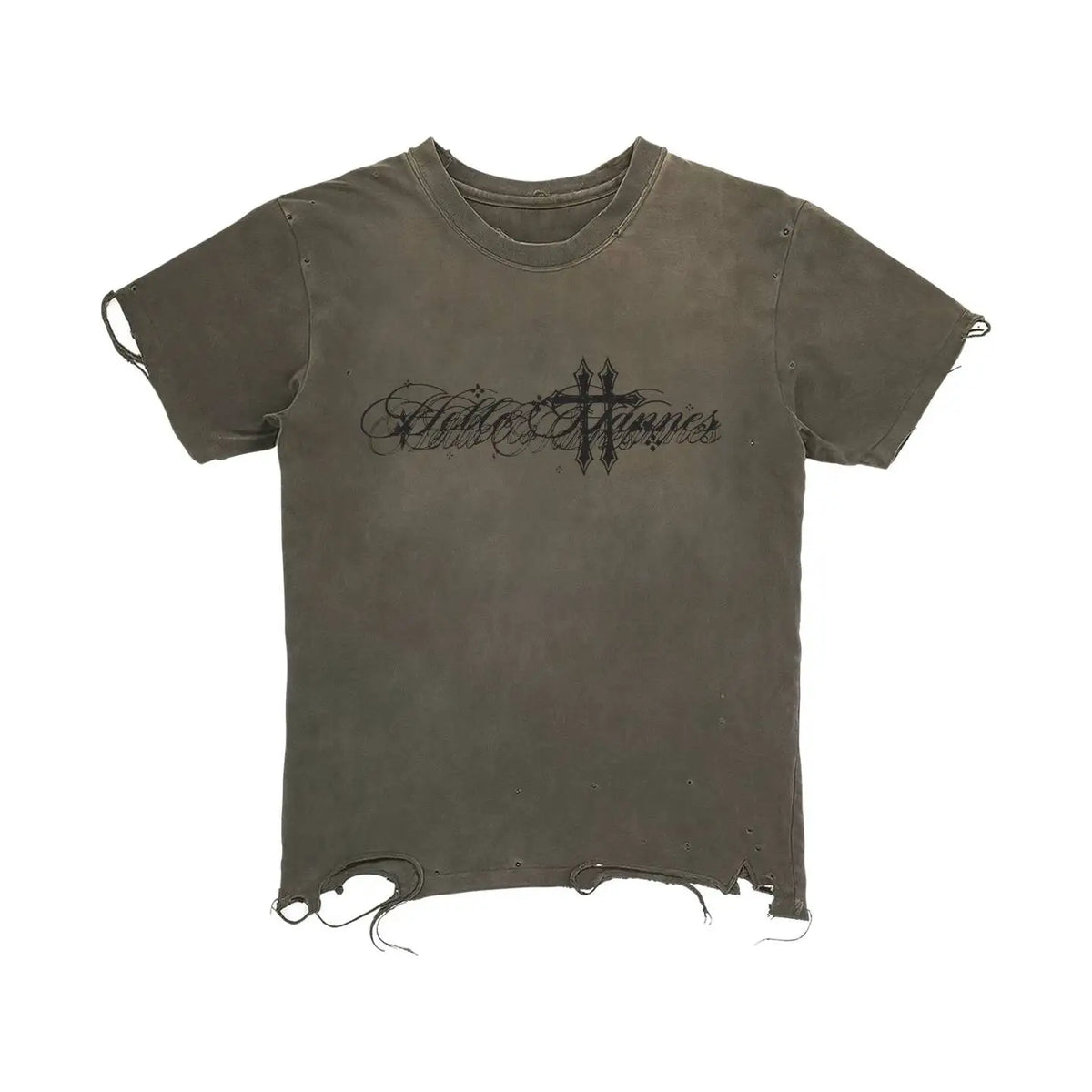 Grunge Y2K Retro Graphic Distressed Washed T Shirt — vista frontale