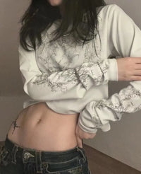Grunge Y2K Tattoo Graphic Long Sleeve Top — dettaglio
