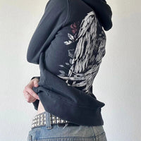 Grunge Y2K Winged Graphic Hoodie — vista frontale