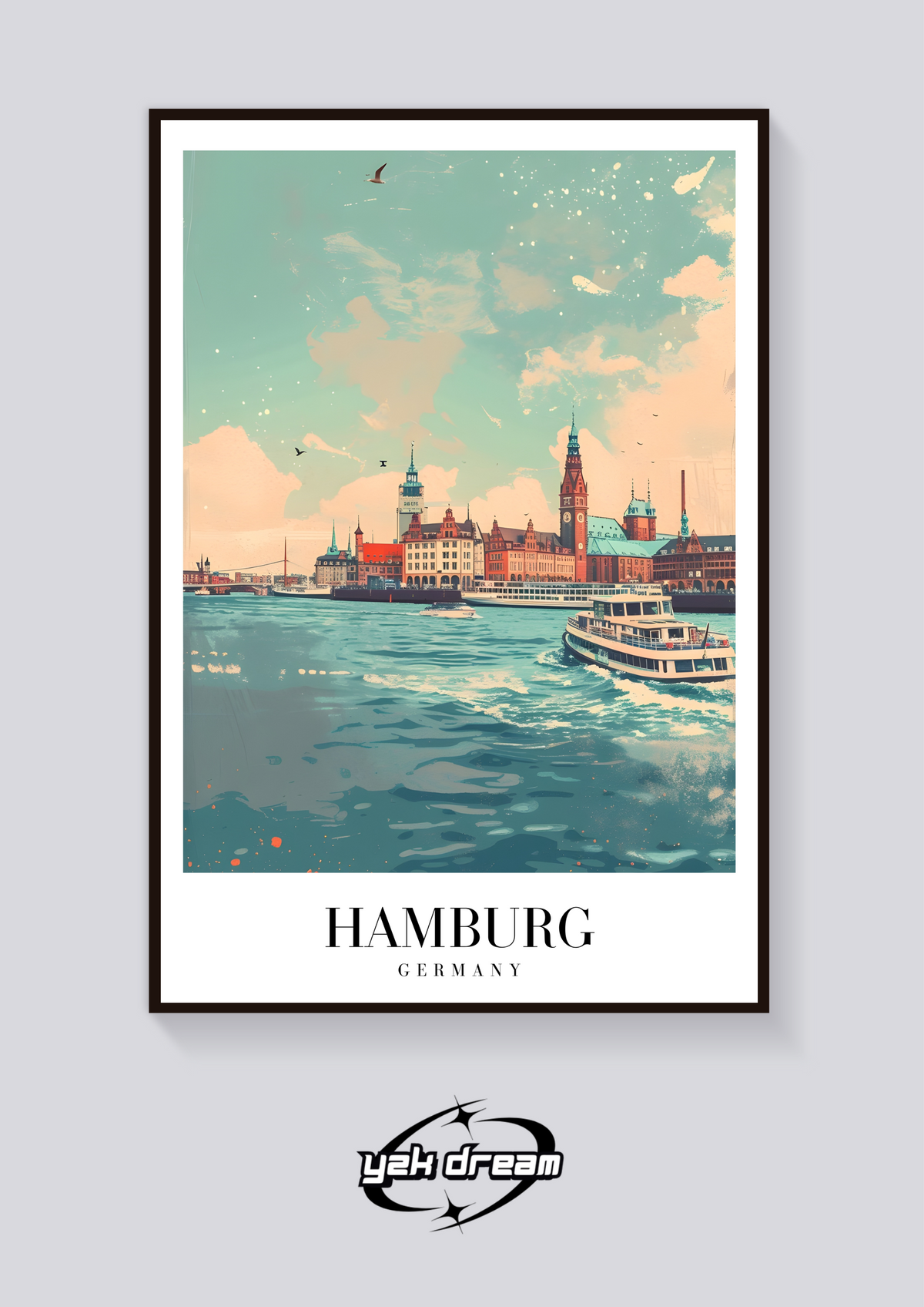 Hamburg Germany Vintage Poster — vista posteriore