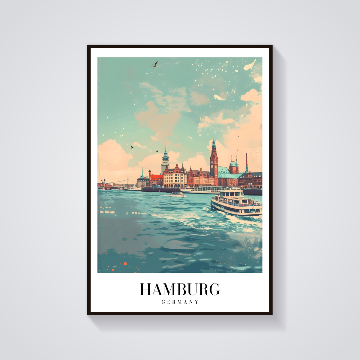 Hamburg Germany Vintage Poster — vista frontale