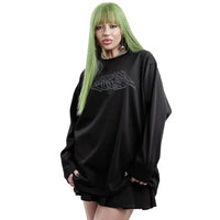 Satan Club Graphic Print Long Sleeve Top T Shirt — dettaglio del tessuto