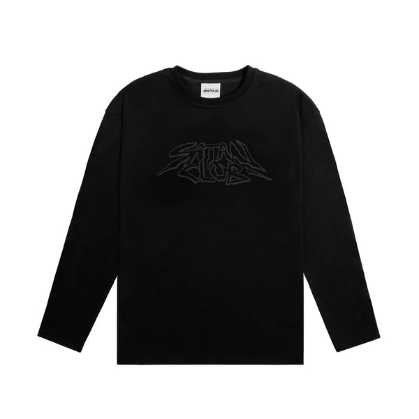 Satan Club Graphic Print Long Sleeve Top T Shirt — vista frontale