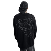 Satan Club Graphic Print Long Sleeve Top T Shirt — vista laterale