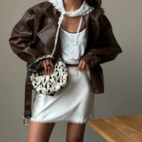 High Waist Satin Y2K Mini Skirt — dettaglio