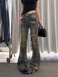 High Waist Y2K Washed Cargo Flared Jeans — in alternativa