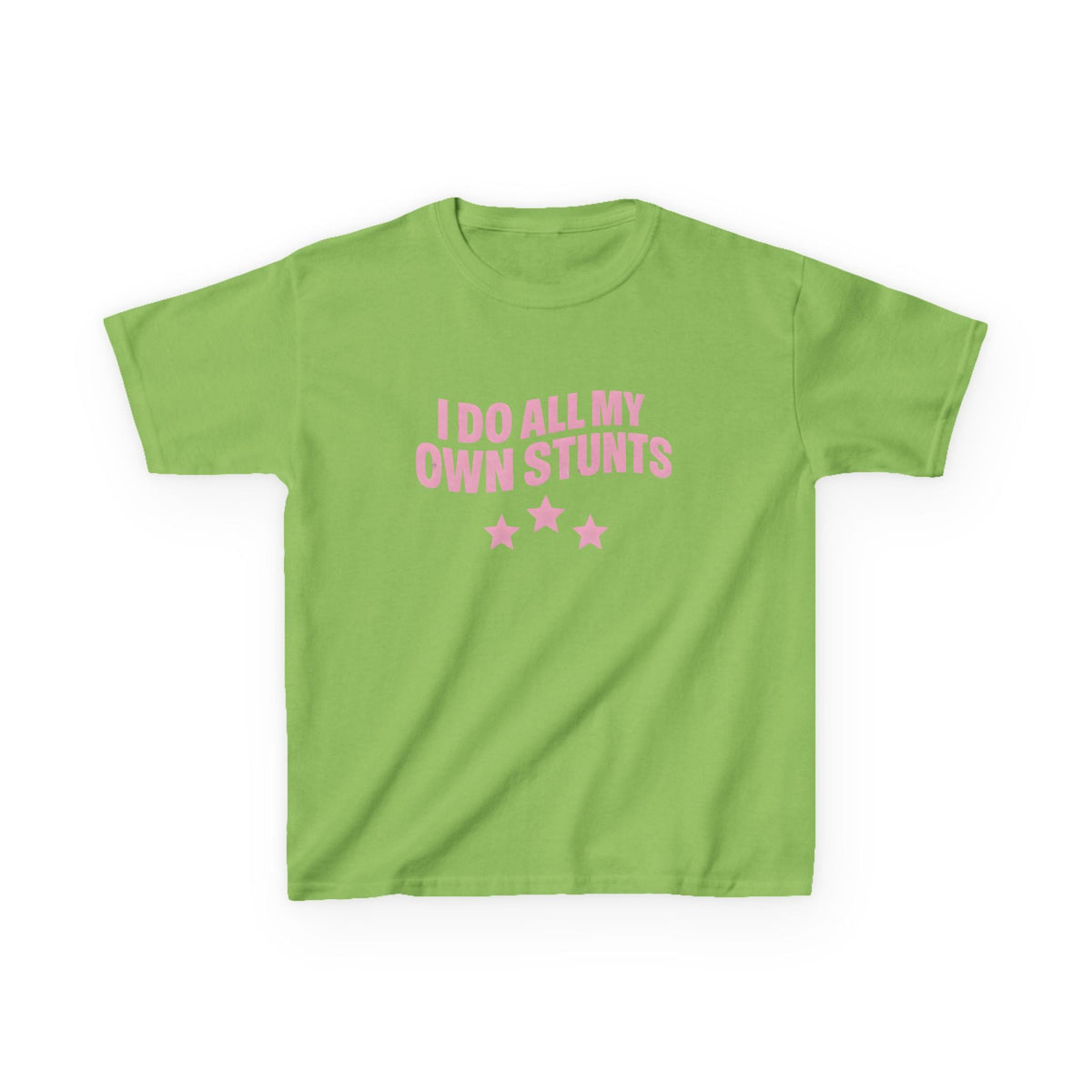 I Do All My Own Stunts Graphic Baby Tee — vista laterale