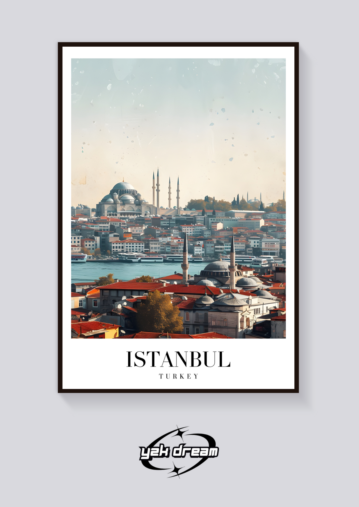 Istanbul Skyline Vintage Poster — vista posteriore