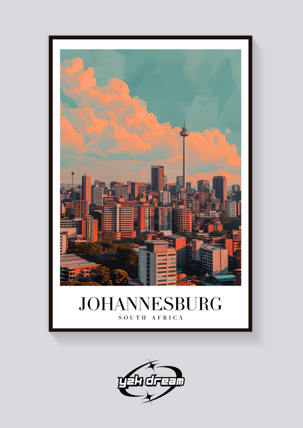 Johannesburg Skyline Vintage Poster