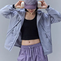 Lightweight Breathable Y2K Hooded Windbreaker Jacket Coat — dettaglio del tessuto