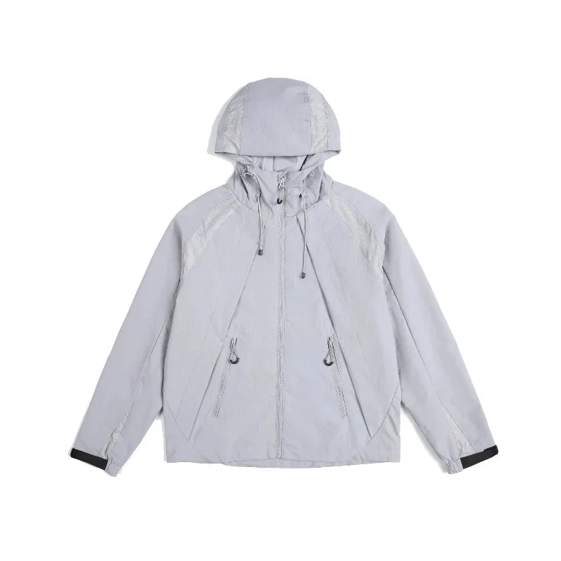 Lightweight Breathable Y2K Hooded Windbreaker Jacket Coat — vista frontale