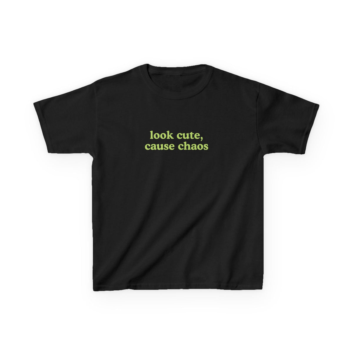 Look Cute Cause Chaos Brat Baby Tee — vista posteriore