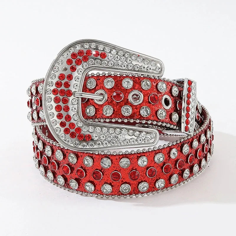 Luxury Rhinestone Y2K Faux Leather Belt — dettaglio della stampa