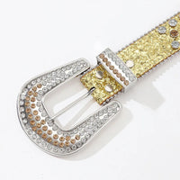 Luxury Rhinestone Y2K Faux Leather Belt — vista frontale
