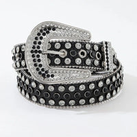 Luxury Rhinestone Y2K Faux Leather Belt — vista laterale