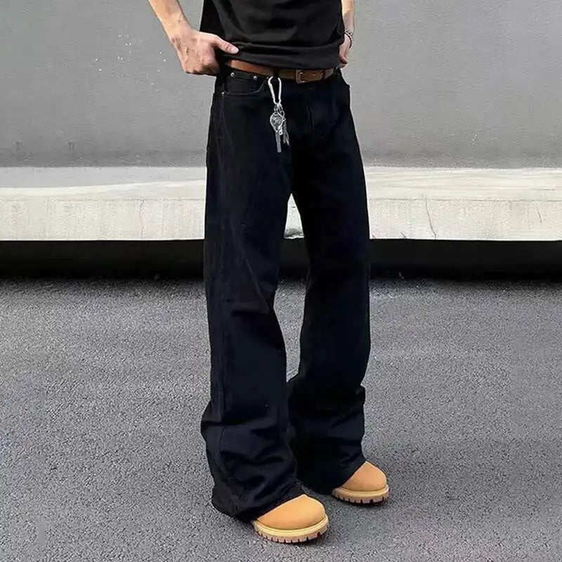 Mens Y2K American Style Micro Flared Denim Jeans — vista frontale