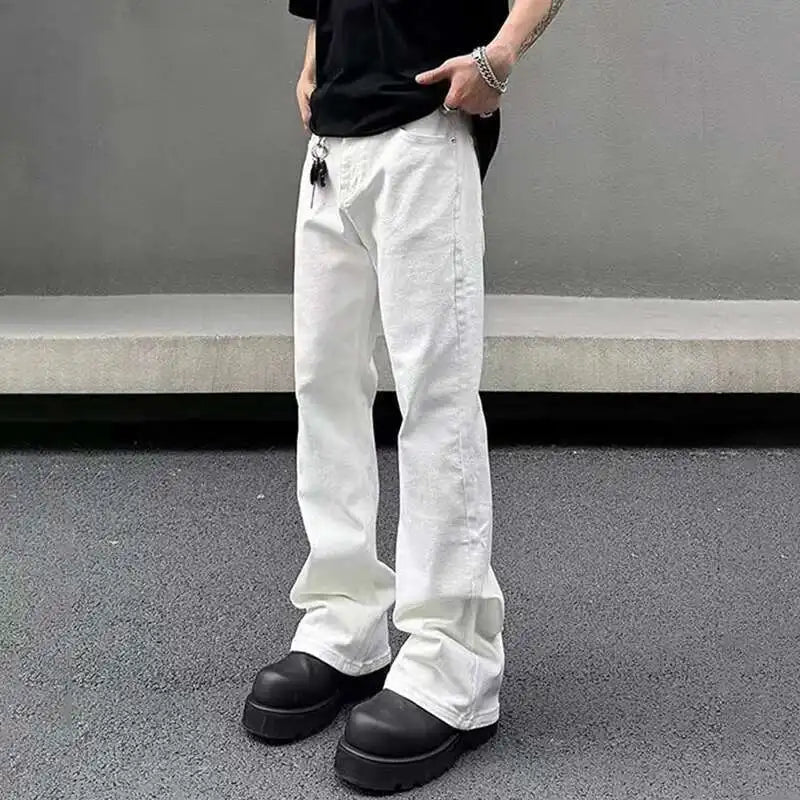 Mens Y2K American Style Micro Flared Denim Jeans — vista posteriore
