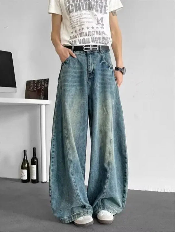 Mens Y2K Baggy Jeans Wide Leg Jeans — vista frontale