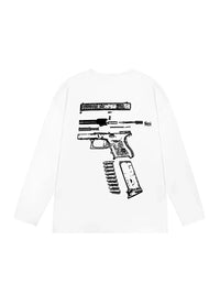 Mens Y2K "IN GLOCK WE TRUST" Graphic Long Sleeve Top T Shirt — vista laterale