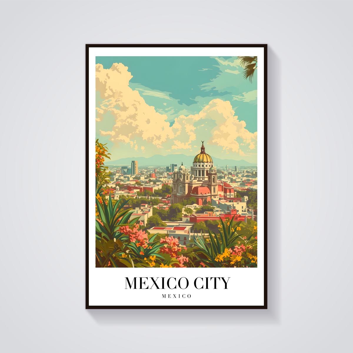 Mexico City Cathedral Vintage Poster — vista frontale