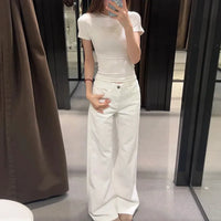 Minimalist Low Waist Y2K Flared Jeans — dettaglio