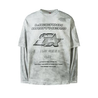 Mock Layered Y2K Racing Graphic Long Sleeve Top — vista posteriore