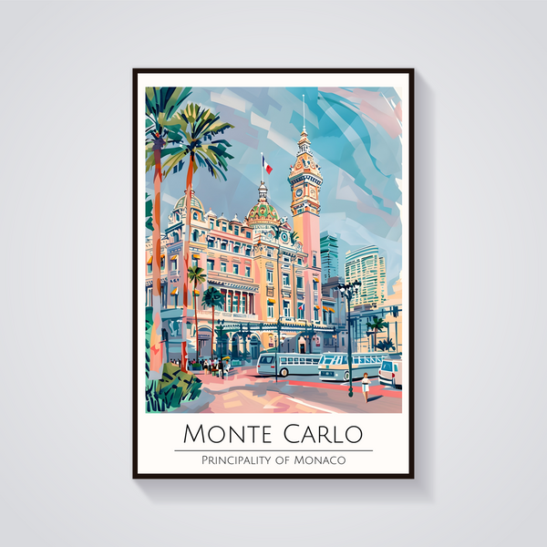 Monte Carlo Casino Retro Poster — vista frontale