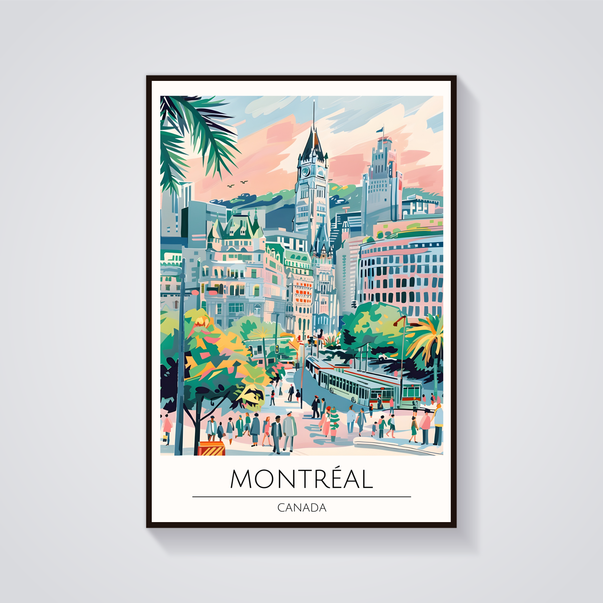 Montreal Skyline Art Deco Poster — vista frontale