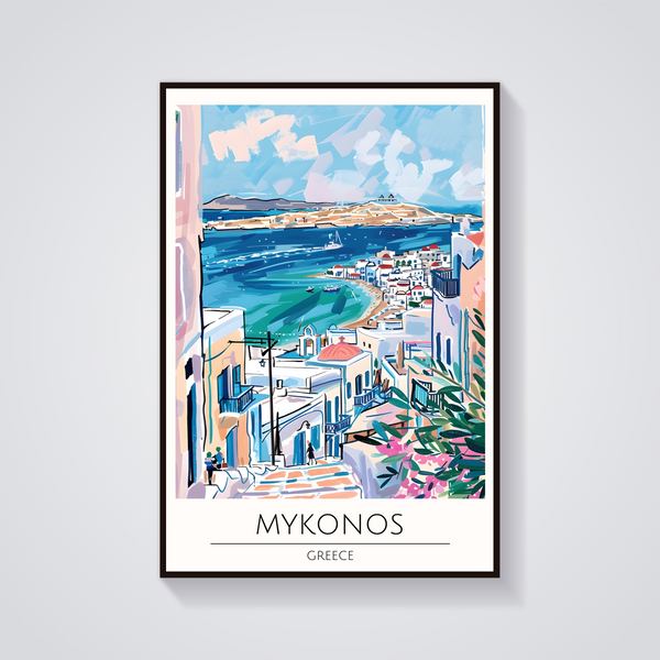 Mykonos Townscape Poster — vista frontale
