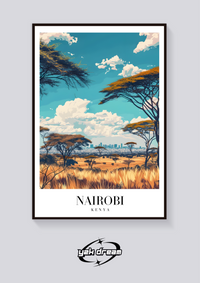 Nairobi Skyline Vintage Travel Poster — vista posteriore