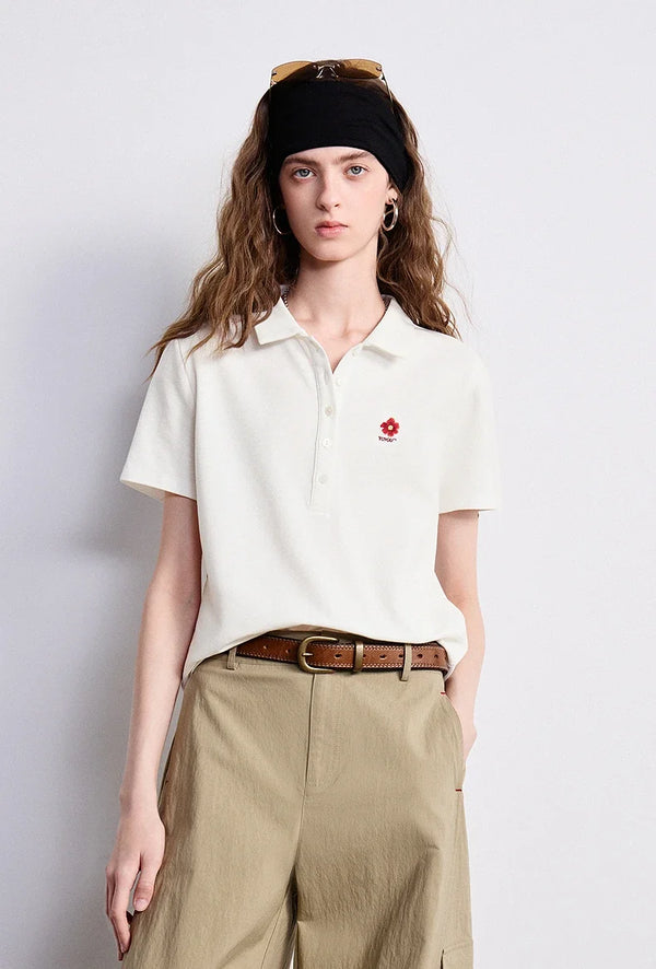 Old Money Y2K Embroidered Polo Shirt — vista frontale