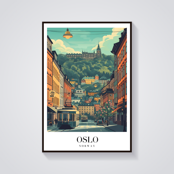 Oslo Tram Vintage Poster — vista frontale