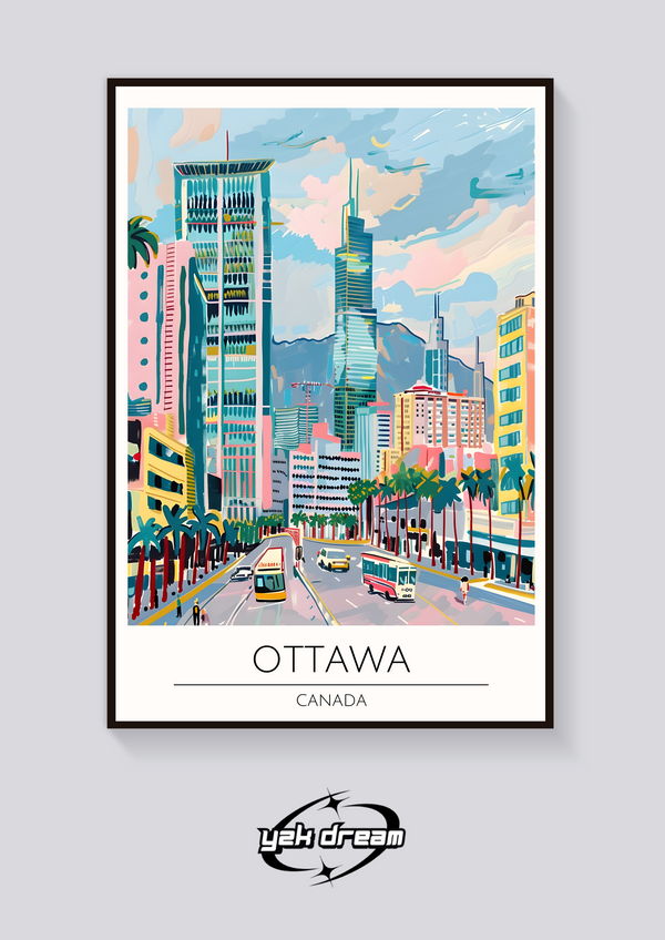 Ottawa Cityscape Art Deco Poster