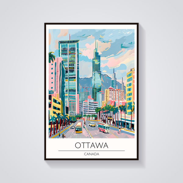 Ottawa Cityscape Art Deco Poster — vista frontale
