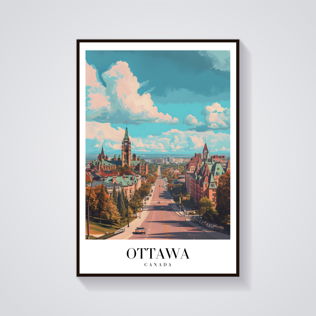 Ottawa Parliament Vintage Poster — vista frontale