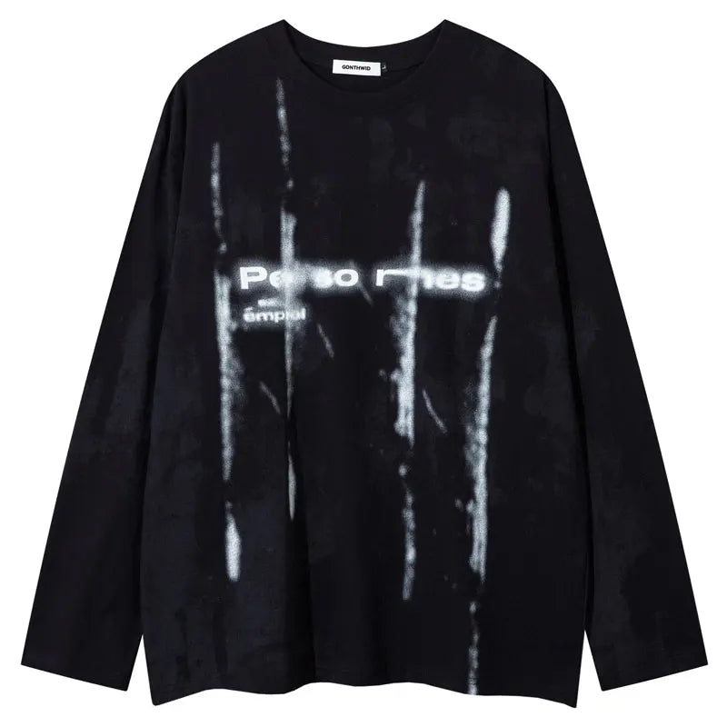 Oversized Grunge Y2K Graphic Long Sleeve Top — vista posteriore