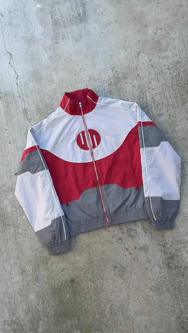 Oversized Y2K Block Spliced Windbreaker Bomber Jacket — vista posteriore