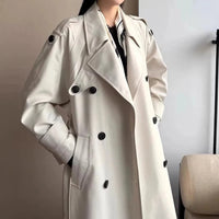 Oversized Y2K Double Breasted Long Trench Coat — vista laterale