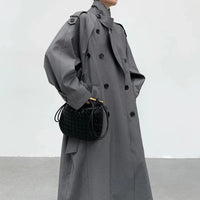 Oversized Y2K Double Breasted Long Trench Coat — vista posteriore