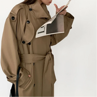 Oversized Y2K Double Breasted Long Trench Coat — dettaglio