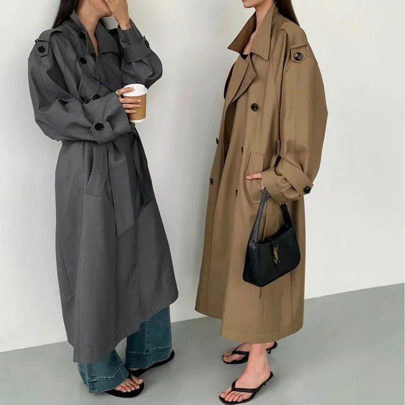 Oversized Y2K Double Breasted Long Trench Coat — in alternativa