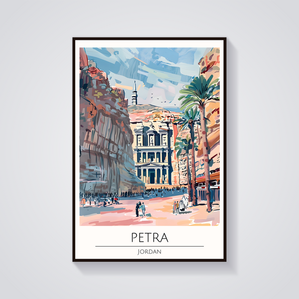 Petra Jordan Travel Poster — vista frontale