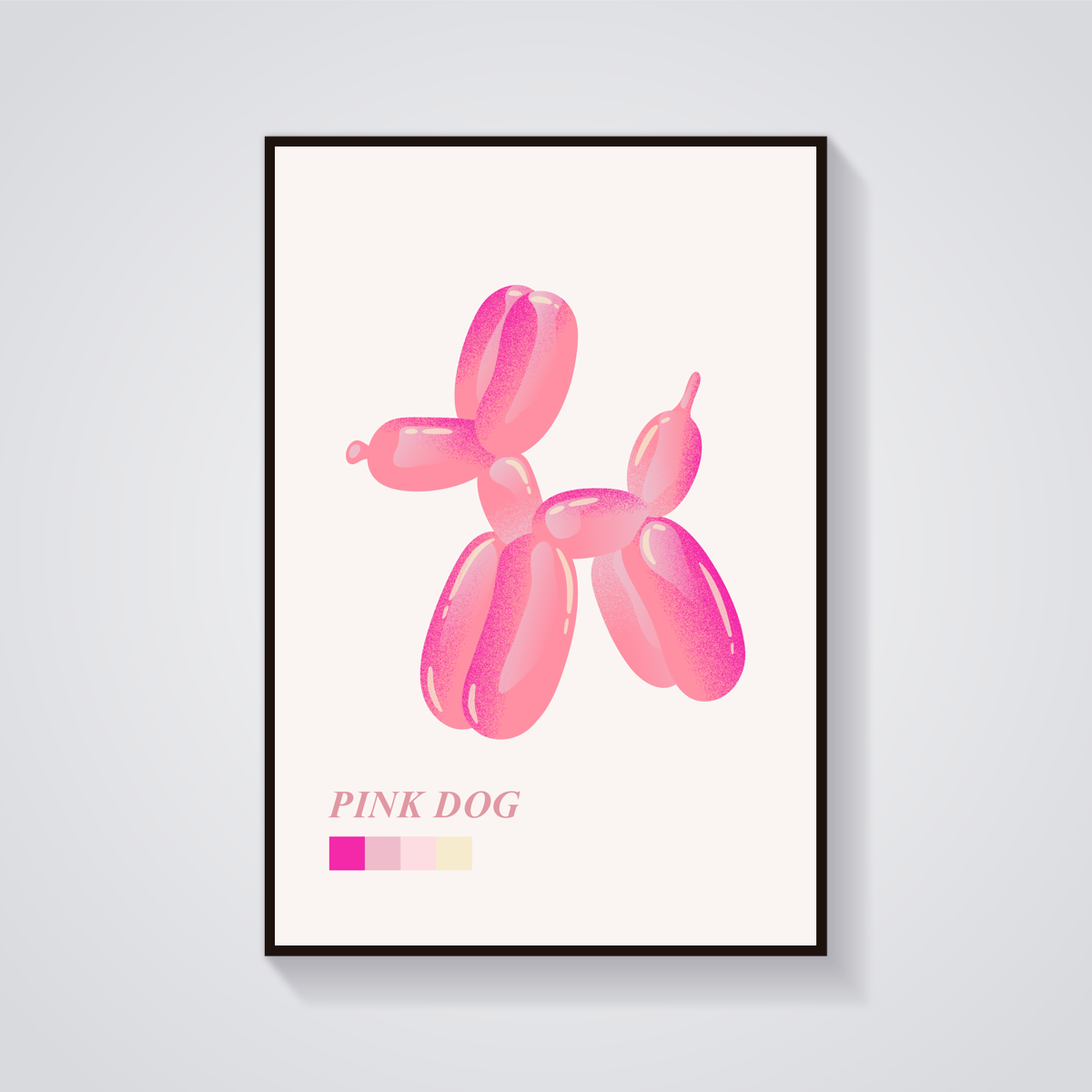 Pink Balloon Dog Poster — vista frontale